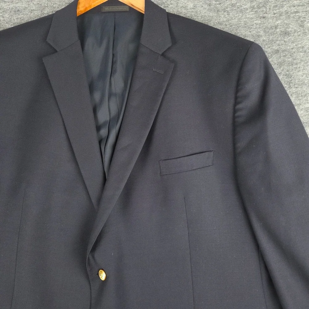 Lauren Ralph Lauren Mens 52L Navy Blue Wool Gold Crest Button Blazer Sport Coat